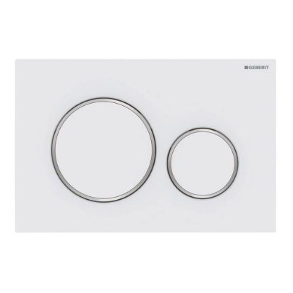 Immagine di SIGMA20 ROUND PLACCA DI COMANDO DOPPIO TASTO BIANCO OPACO/CROMATO/BIANCO OPACO PER CASSETTA SIGMA8 GEBERIT