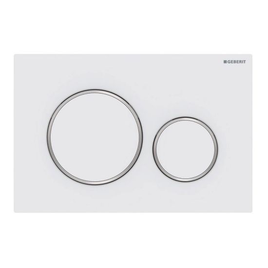 Immagine di SIGMA20 ROUND PLACCA DI COMANDO DOPPIO TASTO BIANCO OPACO/CROMATO/BIANCO OPACO PER CASSETTA SIGMA8 GEBERIT