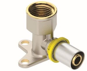 Immagine di CURVA A 90° FILETTATA FEMMINA FLANGIATA COLLO LUNGO MULTIGAS Ø 20 MM 1/2"