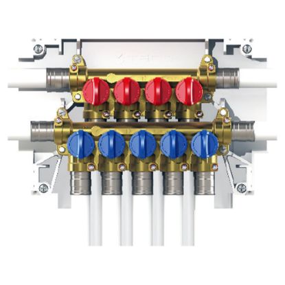 Immagine di TECO K4.3 KIT COLLETTORE SANITARIO MULTI INTERCETTAZIONE CALDA - FREDDA 4+5 FASTEC F13 DN15