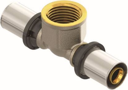 Immagine di TEE CON DERIVAZIONE FEMMINA FILETTATO NICHELATO Ø 16x1/2"FX16 MM FIVPRESS