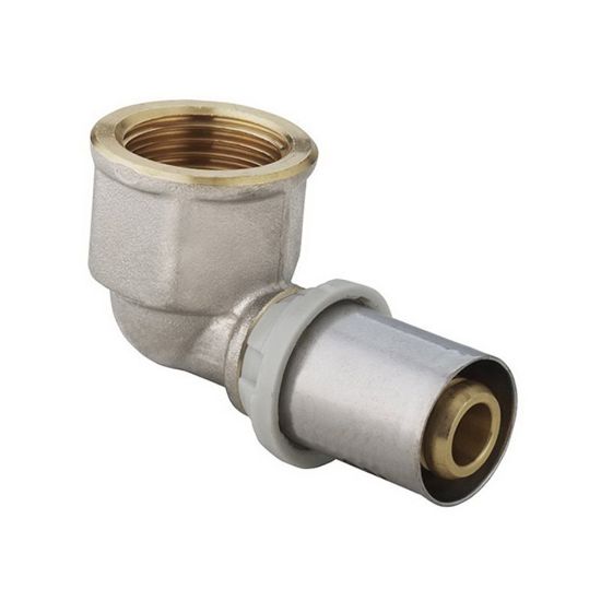 Immagine di RACCORDO A GOMITO ATTACCO FEMMINA NICHELATO Ø 16 MM PER 1/2" FIVPRESS