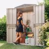 Immagine di CASETTA GIARDINO IN PLASTICA COLORE GRIGIO TALPA/MARRONE DIMENSIONI L.130 P.75,6 H.206,2 CM  TOOMAX
