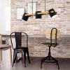 Immagine di LAMPADA EGLO HORNWOOD - STRUTTURA IN ACCIAIO / FINITURA NERO, PANNA DIFFUSORE IN LEGNO / FINITURA BRUNITO 780x210 H 1100