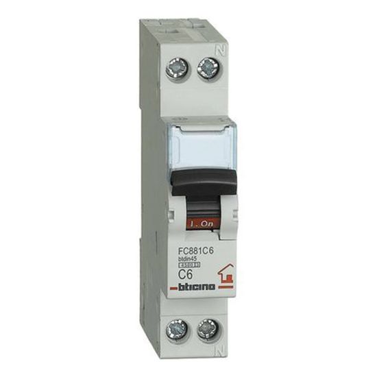 Immagine di INTERRUTTORE MAGNETOTERMICO 2 POLI 6A 4.5 KA 1 MODULO DIN BTICINO
