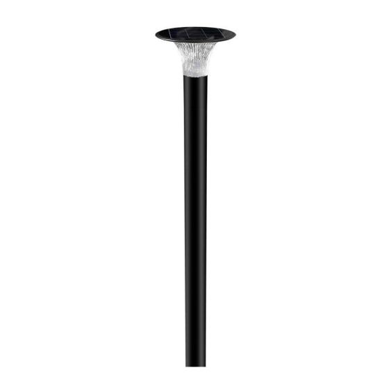 Immagine di LAMPIONCINO LED DA TERRA SOLARE CON PALO 15W E BATTERIA LIFEPO4 3.2V COLORE NERO DIAMETRO 257 MM x 1073,80 MM CON SELETTORE 4000K O 6400K IP65 VT-413 V-TAC