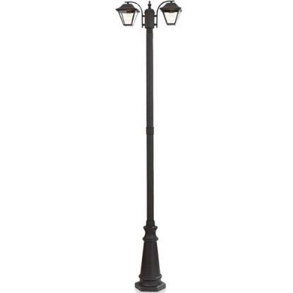 Immagine di LAMPIONE DA GIARDINO CON DOPPIO PORTALAMPADA ATTACCO E27 A LANTERNA FISSAGGIO A TERRA COLORE NERO H.232 CM VT-847 V-TAC