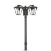 Immagine di LAMPIONE DA GIARDINO CON TRE PORTALAMPADA ATTACCO E27 A SFERA FISSAGGIO A TERRA COLORE NERO H.199 CM VT-740 V-TAC
