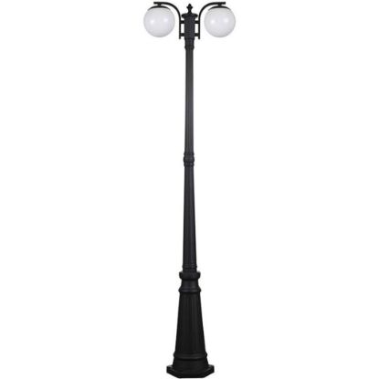 Immagine di LAMPIONE DA GIARDINO CON DOPPIO PORTALAMPADA ATTACCO E27 A SFERA FISSAGGIO A TERRA COLORE NERO H.190 CM VT-1232 V-TAC