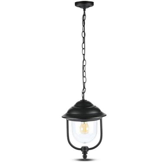 Immagine di LAMPADA A SOSPENSIONE A LANTERNA CON PORTALAMPADA ATTACCO E27 COLORE NERO IP44 VT-850 V-TAC