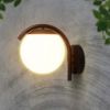 Immagine di APPLIQUE A MURO CON SFERA OPALE INFERIORE CON PORTALAMPADA ATTACCO E27 COLORE NERO IP44 VT-1150 V-TAC