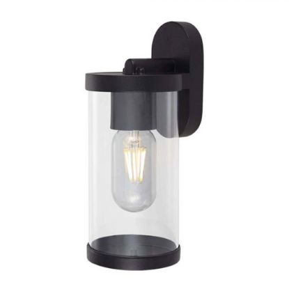 Immagine di APPLIQUE A MURO FORMA CILINDRICA CON PORTALAMPADA ATTACCO E27 COLORE NERO IP44 VT-1149-B V-TAC