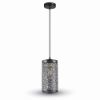 Immagine di LAMPADA A SOSPENSIONE A CILINDRO ALVEOLARE IN METALLO COLORE NERO Ø13 x H 25 CM PORTALAMPADA ATTACCO E27 VT-7131-MB V-TAC