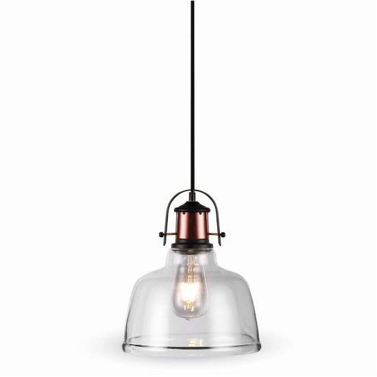Immagine di LAMPADA A SOSPENSIONE IN VETRO TRASPARENTE E METALLO Ø22 x H 28 CM PORTALAMPADA ATTACCO E27 VT-7220-T V-TAC
