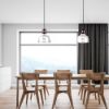 Immagine di LAMPADA A SOSPENSIONE IN VETRO TRASPARENTE E METALLO Ø22 x H 28 CM PORTALAMPADA ATTACCO E27 VT-7220-T V-TAC