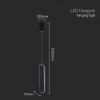 Immagine di LAMPADA A SOSPENSIONE LED 13W 4000K DESING MODERNO DIMENSIONE 7X10 CM COLORE NERO VT-7829-B V-TAC