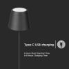 Immagine di PIANTANA LED A BATTERIA RICARICABILE 4W COLORE NERO CON TOUCH DIMMERABILE ALTEZZA VARIABILE 3000K VT-7544-B V-TAC
