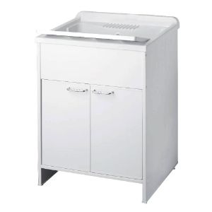 Immagine di LAVATOIO IN PVC CON MOBILE 60x60 CM COMPLETO DI ASSE IN POLIPROPILENE NEGRARI
