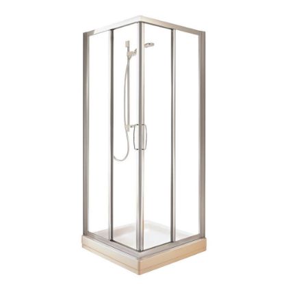 Immagine di BOX DOCCIA TIPICA ANGOLO SCORREVOLE 82-87 CM (PER LATO) SILVER BRILL CRISTALLO STAMPATO IDEAL STANDARD