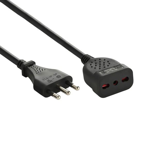 Immagine di PROLUNGA CASALINGA NERA 16A BIVALENTE MT 5 ELECTRALINE