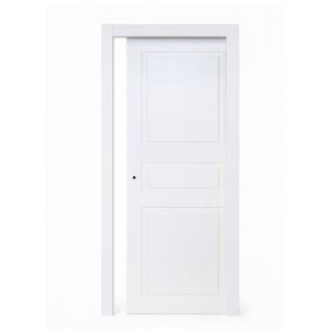 Immagine di PORTA PANTOGRAFATA 3 BUGNE LACCATO BIANCO SCORREVOLE INTERNO MISURA 80x210x10/12 CM REVERSIBILE