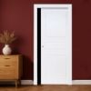 Immagine di PORTA PANTOGRAFATA 3 BUGNE LACCATO BIANCO SCORREVOLE INTERNO MISURA 70x210x10/12 CM REVERSIBILE