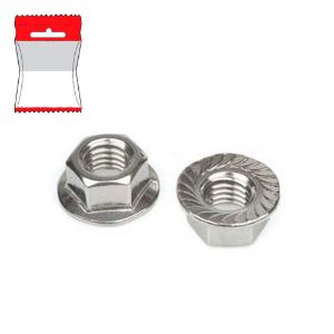 Immagine di DADO ESAGONALE FLANGIATO ZIGRINATO INOX  M 10 BLISTER 4 PZ