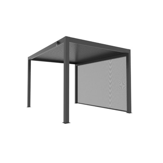 Immagine di TENDA SCREEN SCHERMANTE GRIGIO LARGA 300CM MANUALE A CADUTA IN TEXTILENE PER PERGOLA BIOCLIMATICA SERIE CIRCE-100 e ATENA VERDELOOK