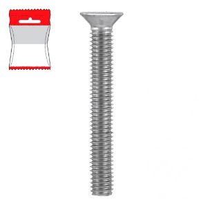 Immagine di BULLONE INOX TESTA PIANA SVASATA INTERAMENTE FILETTATO 4X40 MM BLISTER 12 PZ