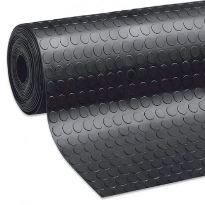 Immagine di PAVIMENTO IN PVC ANTISCIVOLO CON RILIEVO BOLLO NERO H 100 CM SPESSORE 1,0 MM ROTOLO DA 25 ML VELCOC