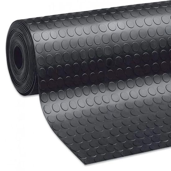 Immagine di PAVIMENTO IN PVC ANTISCIVOLO CON RILIEVO BOLLO NERO H 100 CM SPESSORE 1,0 MM ROTOLO DA 25 ML VELCOC