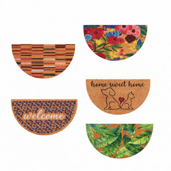 Immagine di ZERBINO COCCO KERA ACRYLIC 14 MEZZO TONDO L 75 H 40 CM SPESSORE 1,4 CM ASSORTITI IDEALE PER ESTERNO