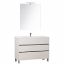 Immagine di MOBILE MOON 3.0 CM 85 A TERRA SETA 3 CASSETTI LAVABO+SPECCHIO+LAMPADA LED LABOR LEGNO