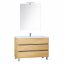 Immagine di MOBILE MOON 3.0 LARGO CM 85 A TERRA FINITURA CORDA 3 CASSETTI LAVABO+SPECCHIO+LAMPADA LED LABOR LEGNO