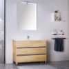 Immagine di MOBILE MOON 3.0 CM 85 A TERRA CORDA  3 CASSETTI LAVABO+SPECCHIO+LAMPADA LED LABOR LEGNO