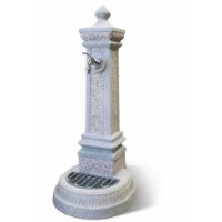 Immagine di FONTANA MEDIULANUM IN CALCESTRUZZO BOCCIARDATO GRIGIO E GRANIGLIA BIANCA/ROSSA/NERA L 41 P 37 H 83 CM SENZA GRIGLIA - RUBINETTO - PILETTA KAM