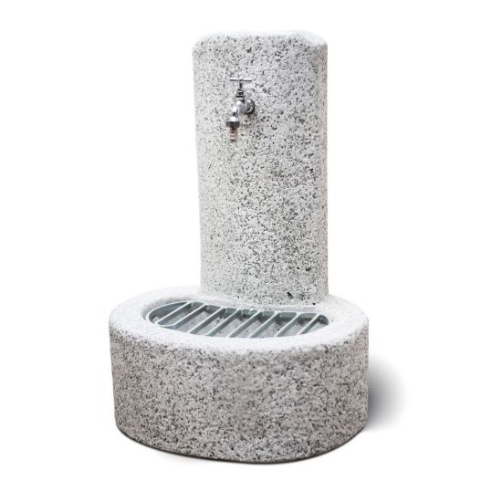 Immagine di FONTANA BIELLA IN CALCESTRUZZO SABBIATO GRIGIO L 47 P 37 H 69 CM SENZA GRIGLIA - RUBINETTO - PILETTA  KAM