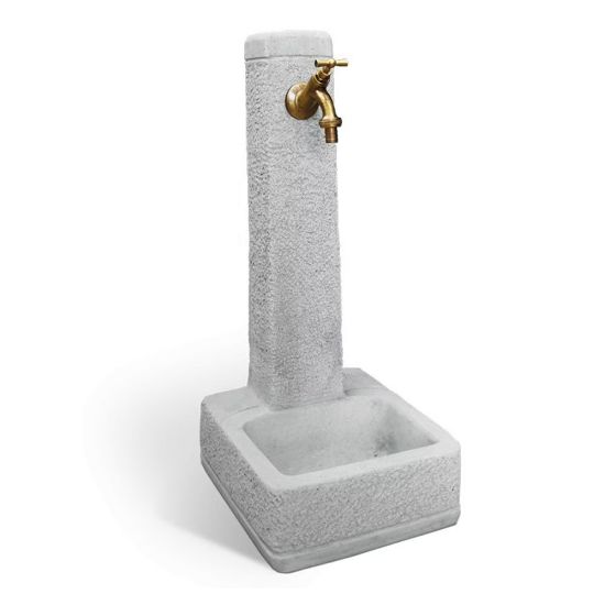Immagine di FONTANA VICENZA IN CALCESTRUZZO ANTICATO GRIGIO L 28 P 31 H 66 CM SENZA RUBINETTO E PILETTA KAM