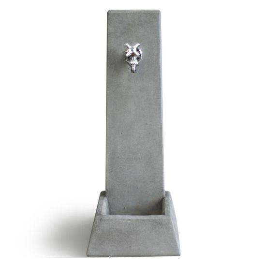 Immagine di FONTANA MALMO IN CALCESTRUZZO LISCIO GRIGIO L 27,5 P 35,5 H 77 CM SENZA RUBINETTO E PILETTA KAM