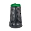 Immagine di TRESPOLO PORTASACCO GRIGLIATO IN POLIPROPILENE NERO 110 LT Ø 37 H 85,5 CM CON COPERCHIO VERDE