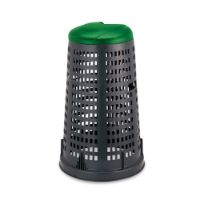 Immagine di TRESPOLO PORTASACCO GRIGLIATO IN POLIPROPILENE NERO 110 LT Ø 37 H 85,5 CM CON COPERCHIO VERDE