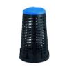 Immagine di TRESPOLO PORTASACCO GRIGLIATO IN POLIPROPILENE NERO 110 LT Ø 37 H 85,5 CM CON COPERCHIO BLU