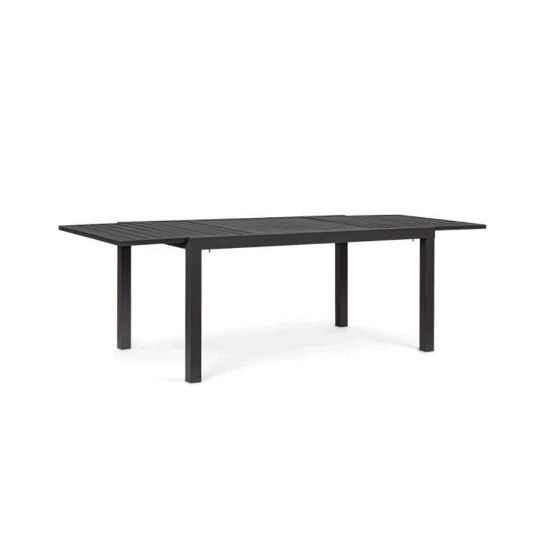 Immagine di TAVOLO DA GIARDINO IN ALLUMINIO MOD.OSTUNI ANTRACITE CON PIANO A DOGHE ALLUNGABILE L 160-240 P 90 H 75 IDEALE PER 6-8 POSTI