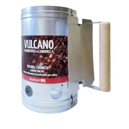 Immagine di ACCENDI CARBONELLA R OVULI MODELLO VULCANO IN ACCIAIO H. 27CM Ø 17CM G.M.R.