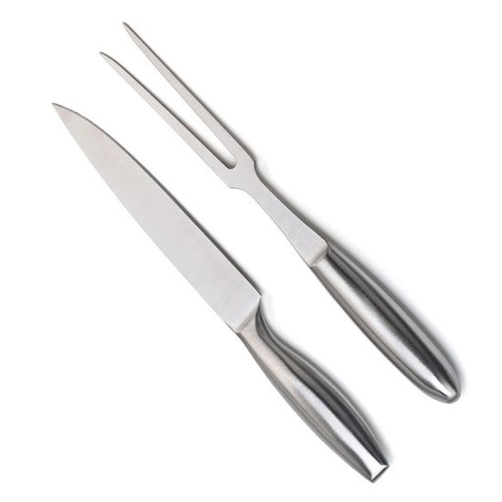 Immagine di SET 2 PZ (COLTELLO E FOECHETTONE )PER TAGLIO IN ACCIAIO INOX 33 CM G.M.R.