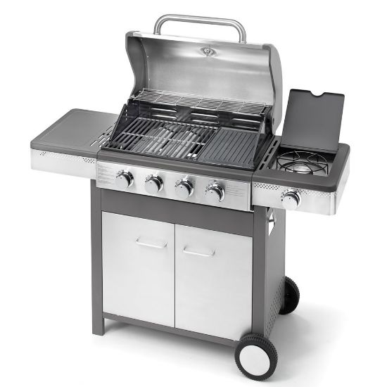Immagine di BARBECUE A GAS INDIANAPOLIS MODELLO 5/B 4 FUOCHI E FORNELLO LATERALE OMPAGRILL