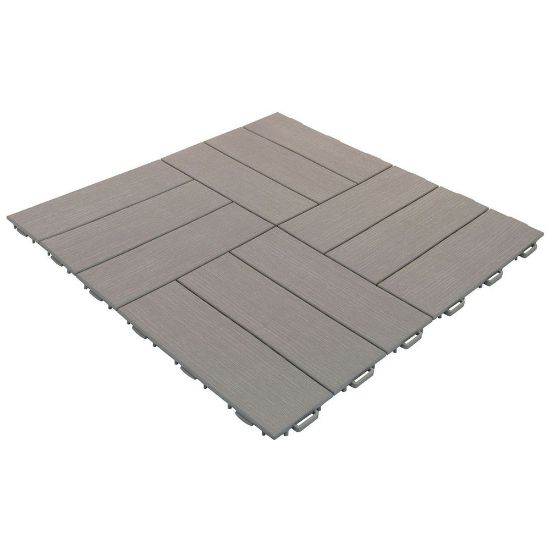 Immagine di PIASTRELLA MARTE AUTOAGGANCIANTE IN POLIPROPILENE SIMIL-LEGNO GRIGIO CHIARO L 56,3 P 56,3 CM SPESSORE 1,3 CM IDEALE PER GAZEBO - TERRAZZE - BALCONI ART PLAST