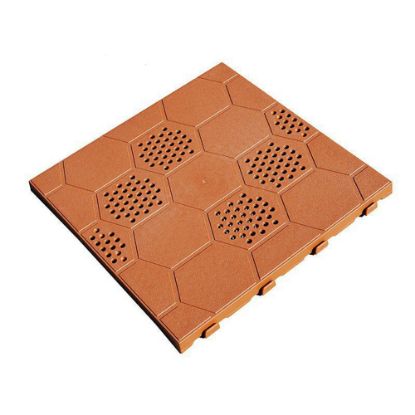 Immagine di PIASTRELLA EASY AUTOBLOCCANTE IN POLIPROPILENE TERRACOTTA L 39 P 39 CM SPESSORE 2,5 CM IDEALE PER VIALETTI E ZONE PIC-NIC ART PLAST