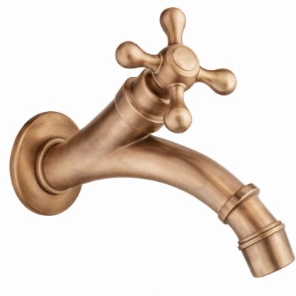 Immagine di RUBINETTO OTTONE  Ø 1/2" MANIGLIA A CROCE INCLINATO PER FONTANA DA ESTERNI