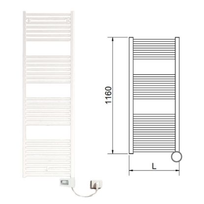 Immagine di LISA 22 TERMOARREDO ELETTRICO CON TERMOSTATO PLUS L.450 MM H.1160 MM 500 WATT BIANCO RAL 9010 CORDIVARI